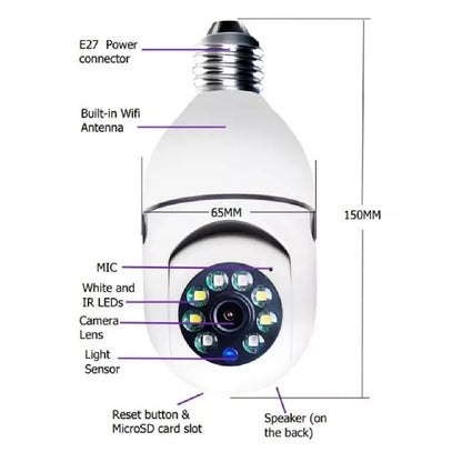 Camara Bombillo De Seguridad 360° Giratoria Vision Nocturna