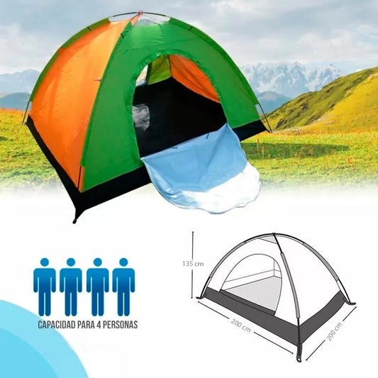 Carpa Camping x 4 Personas Tienda De Campaña Multicolor